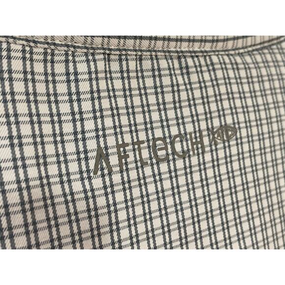 AFTCO Shirt Size L Light Checkered Short Sleeve Button-Up Coastal Utility Style - Picture 6 of 11